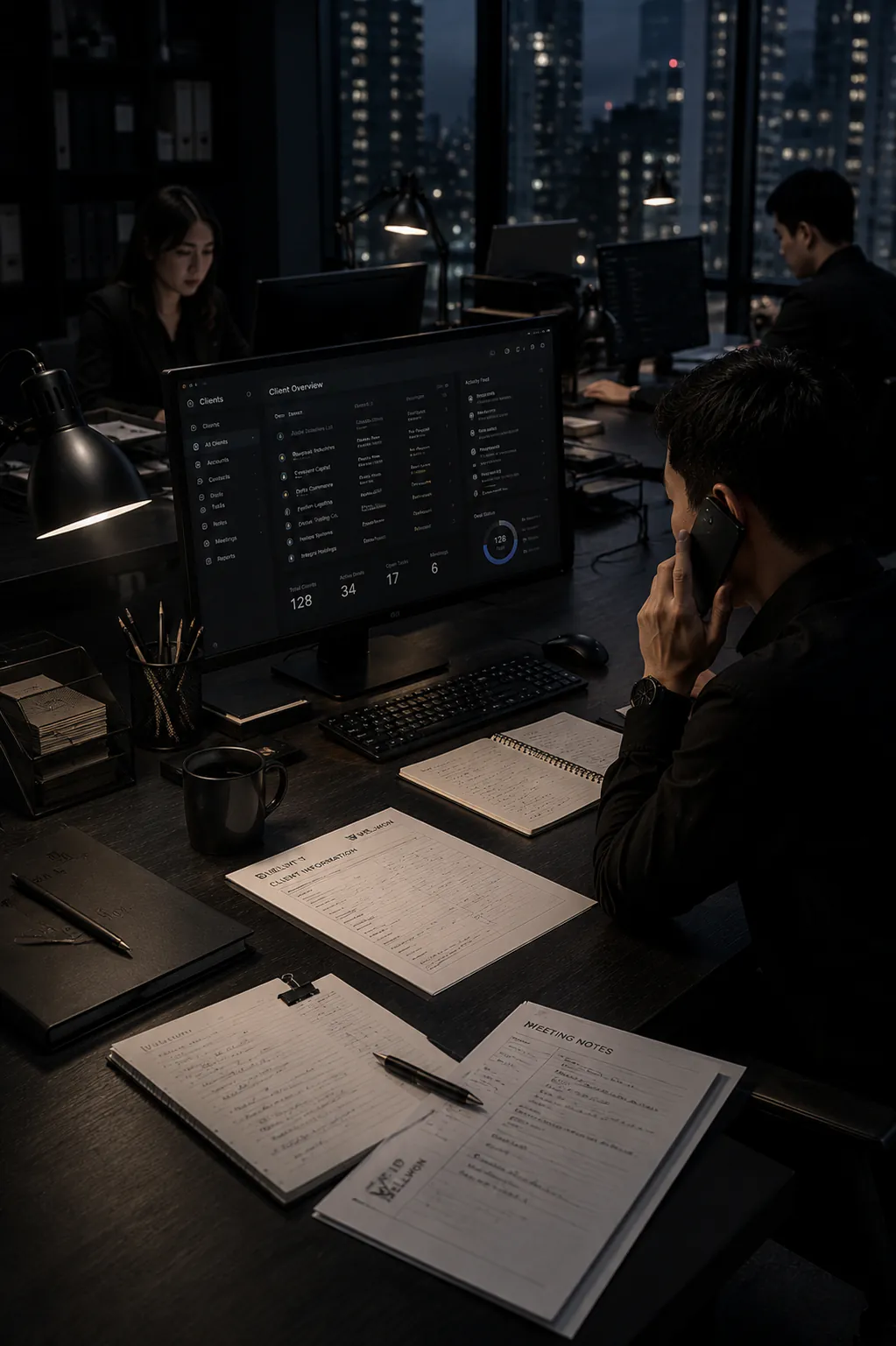 SELLERTAB 运营团队夜间在香港办公室工作。